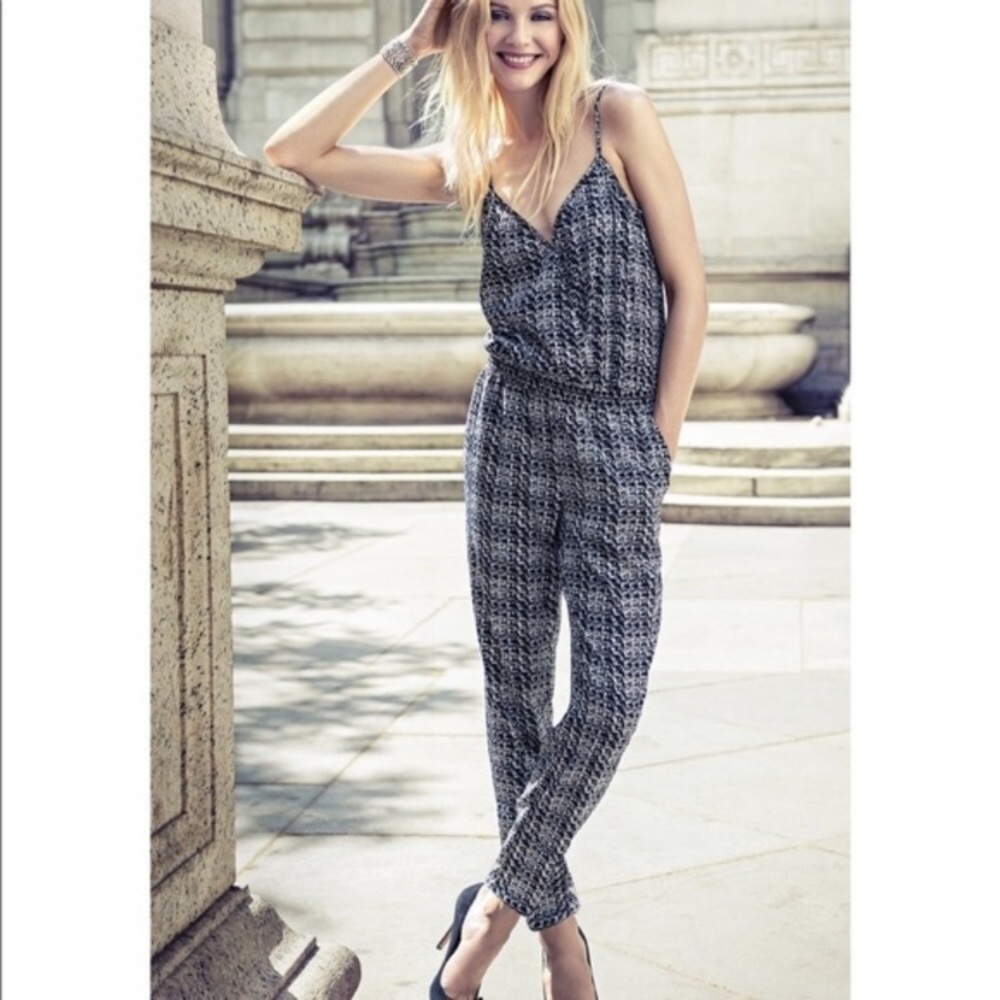 Express Black and White Printed Jumpsuit